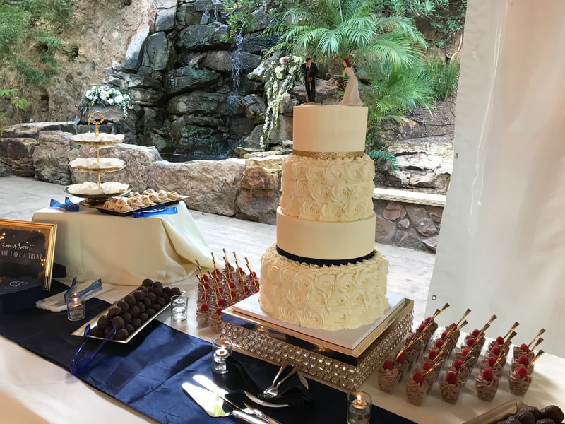 Wedding cake and desserts at Pala Mesa Resort