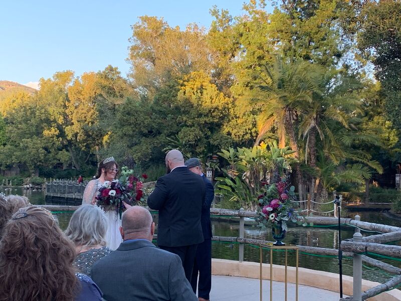 Wedding ceremony at Lagoon Overlook at Safari Park