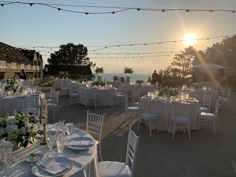 Sunset over wedding reception at L'Auberge Del Mar
