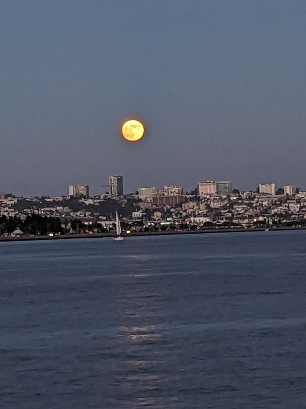 Moon rising over San Diego Bay