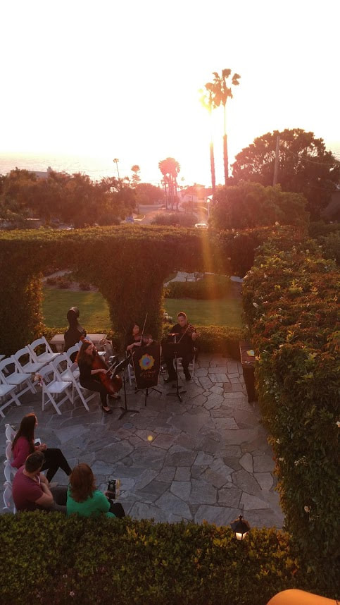 String trio at the wedding ceremony site of the Thursday Club