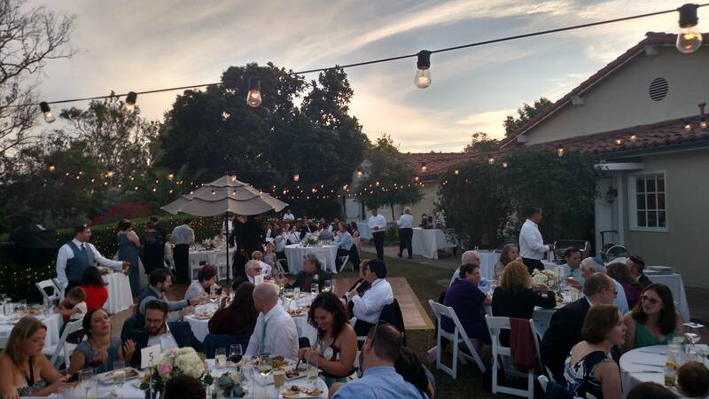 Rancho Santa Fe weddings reception and dancing in the courtyard.